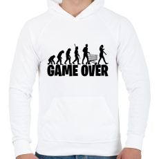 PRINTFASHION Game over evolúció fekete - Férfi kapucnis pulóver - Fehér