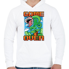 PRINTFASHION Game over - Férfi kapucnis pulóver - Fehér férfi pulóver, kardigán