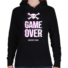 PRINTFASHION Game Over - Insert coin - Női kapucnis pulóver - Fekete