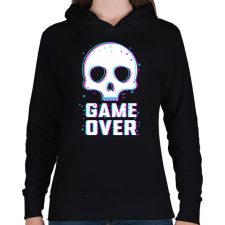 PRINTFASHION Game Over - Női kapucnis pulóver - Fekete női pulóver, kardigán