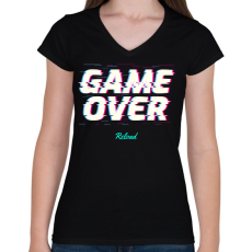 PRINTFASHION GAME OVER - Női V-nyakú póló - Fekete