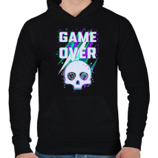 PRINTFASHION Game Over (sötét) - Férfi kapucnis pulóver - Fekete