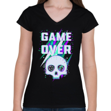 PRINTFASHION Game Over (sötét) - Női V-nyakú póló - Fekete női póló