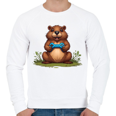 PRINTFASHION gamer bober - Férfi pulóver - Fehér