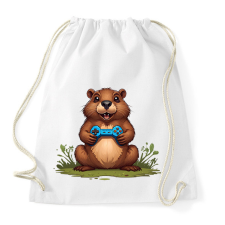 PRINTFASHION gamer bober - Sportzsák, Tornazsák - Fehér tornazsák