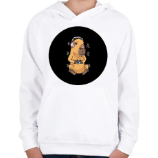 PRINTFASHION Gamer capybara - Gyerek kapucnis pulóver - Fehér