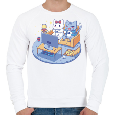 PRINTFASHION Gamer cica pár - Férfi pulóver - Fehér férfi pulóver, kardigán