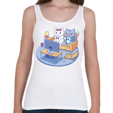 PRINTFASHION Gamer cica pár - Női atléta - Fehér női trikó