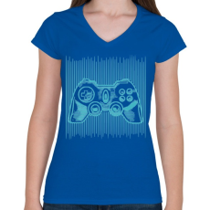PRINTFASHION Gamer contoller retro feeling - Női V-nyakú póló - Királykék