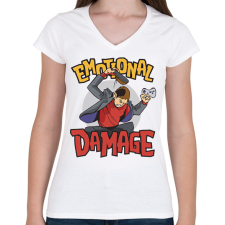 PRINTFASHION Gamer dühkitörés érzelmi károsult - Női V-nyakú póló - Fehér női póló