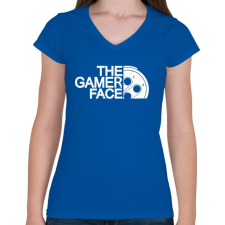 PRINTFASHION Gamer Face - Női V-nyakú póló - Királykék női póló