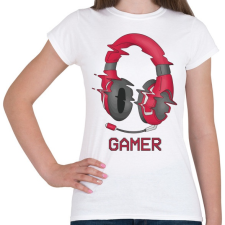 PRINTFASHION Gamer fejhallgató - Női póló - Fehér női póló