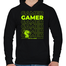 PRINTFASHION gamer - Férfi kapucnis pulóver - Fekete férfi pulóver, kardigán