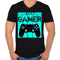 PRINTFASHION Gamer  - Férfi V-nyakú póló - Fekete