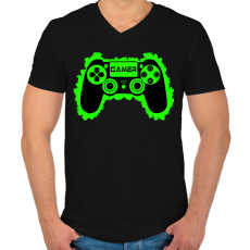 PRINTFASHION Gamer - Férfi V-nyakú póló - Fekete