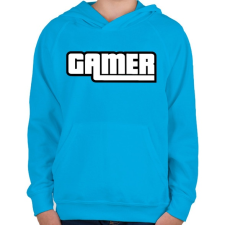 PRINTFASHION Gamer GTA style - Gyerek kapucnis pulóver - Azúrkék gyerek pulóver, kardigán
