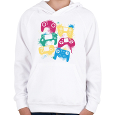 PRINTFASHION Gamer - Gyerek kapucnis pulóver - Fehér