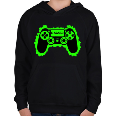 PRINTFASHION Gamer - Gyerek kapucnis pulóver - Fekete