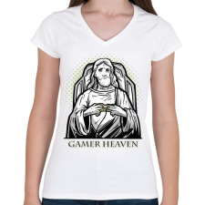 PRINTFASHION Gamer heaven - Női V-nyakú póló - Fehér női póló