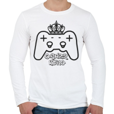 PRINTFASHION Gamer king - Férfi hosszú ujjú póló - Fehér férfi póló