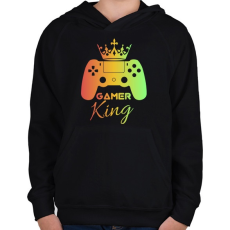 PRINTFASHION Gamer king  - Gyerek kapucnis pulóver - Fekete