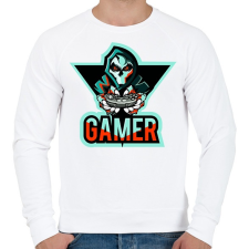 PRINTFASHION Gamer koponya 2 - Férfi pulóver - Fehér férfi pulóver, kardigán