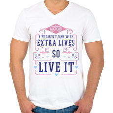 PRINTFASHION Gamer life - Férfi V-nyakú póló - Fehér