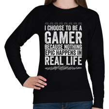 PRINTFASHION Gamer life - Női pulóver - Fekete női pulóver, kardigán