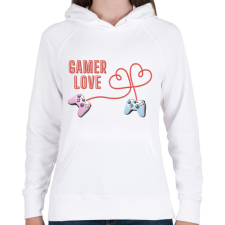 PRINTFASHION Gamer Love - Női kapucnis pulóver - Fehér női pulóver, kardigán