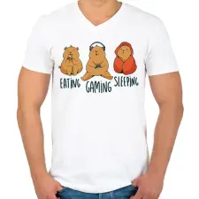 PRINTFASHION Gamer maci - Férfi V-nyakú póló - Fehér férfi póló