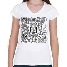 PRINTFASHION gamer - Női V-nyakú póló - Fehér női póló