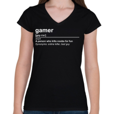 PRINTFASHION gamer - Női V-nyakú póló - Fekete