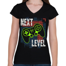 PRINTFASHION gamer - Női V-nyakú póló - Fekete