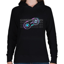 PRINTFASHION Gamer ON 2 - Női kapucnis pulóver - Fekete női pulóver, kardigán