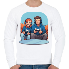 PRINTFASHION Gamer pár - Férfi pulóver - Fehér