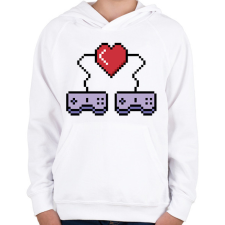 PRINTFASHION Gamer pár - Gyerek kapucnis pulóver - Fehér gyerek pulóver, kardigán