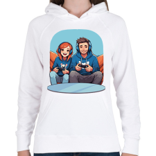 PRINTFASHION Gamer pár - Női kapucnis pulóver - Fehér női pulóver, kardigán