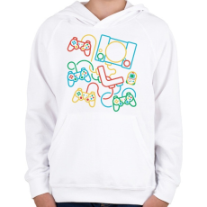 PRINTFASHION Gamer place - Gyerek kapucnis pulóver - Fehér