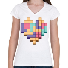 PRINTFASHION Gamer szív - Női V-nyakú póló - Fehér női póló