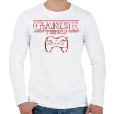 PRINTFASHION Gamer Things - Férfi hosszú ujjú póló - Fehér férfi póló