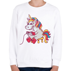 PRINTFASHION Gamer unikornis - Gyerek pulóver - Fehér