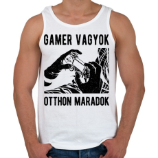 PRINTFASHION Gamer vagyok, otthon maradok - Férfi atléta - Fehér