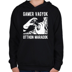 PRINTFASHION Gamer vagyok, otthon maradok - Gyerek kapucnis pulóver - Fekete