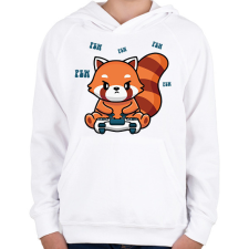 PRINTFASHION Gamer vörös panda - Gyerek kapucnis pulóver - Fehér gyerek pulóver, kardigán