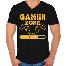 PRINTFASHION Gamer zone - Férfi V-nyakú póló - Fekete férfi póló