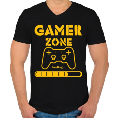 PRINTFASHION Gamer zone - Férfi V-nyakú póló - Fekete