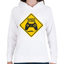 PRINTFASHION Gamer zone - Női kapucnis pulóver - Fehér női pulóver, kardigán