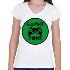 PRINTFASHION Gamer zone - Női V-nyakú póló - Fehér női póló