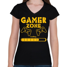 PRINTFASHION Gamer zone - Női V-nyakú póló - Fekete női póló