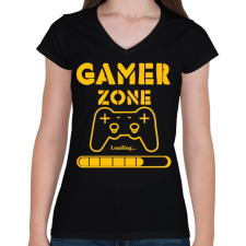 PRINTFASHION Gamer zone - Női V-nyakú póló - Fekete női póló